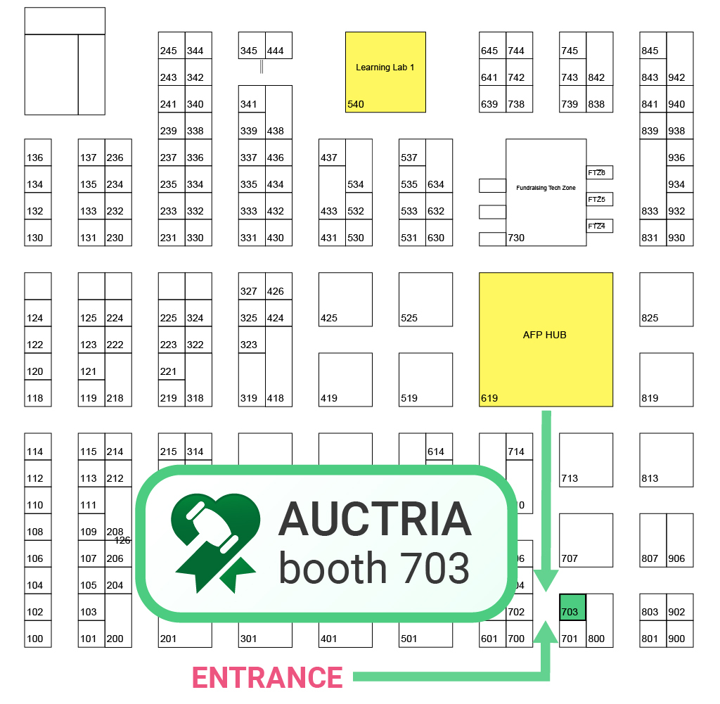 AFP 2026 Floor plan, Auctria is at booth 703